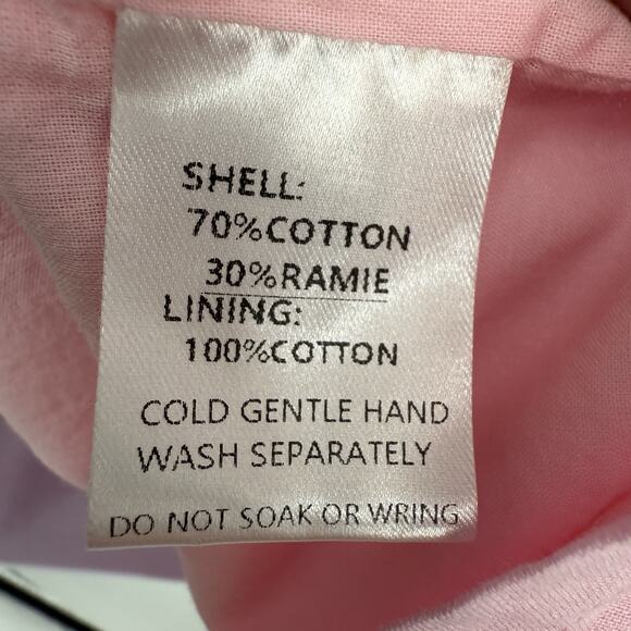 Petal and Pup Tai Bow Back Mini Dress Size Medium Pink Cotton Pockets - Picture 12 of 15